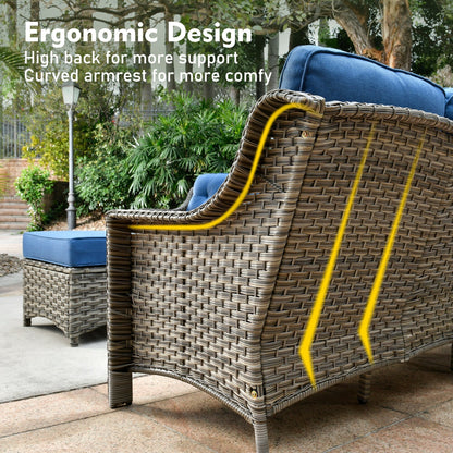 XIZZI 6-piece High-back Outdoor Seating Furniture Set with Swivel Chair