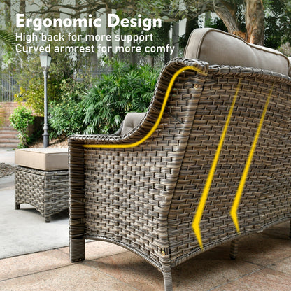 XIZZI 6-piece High-back Outdoor Seating Furniture Set with Swivel Chair