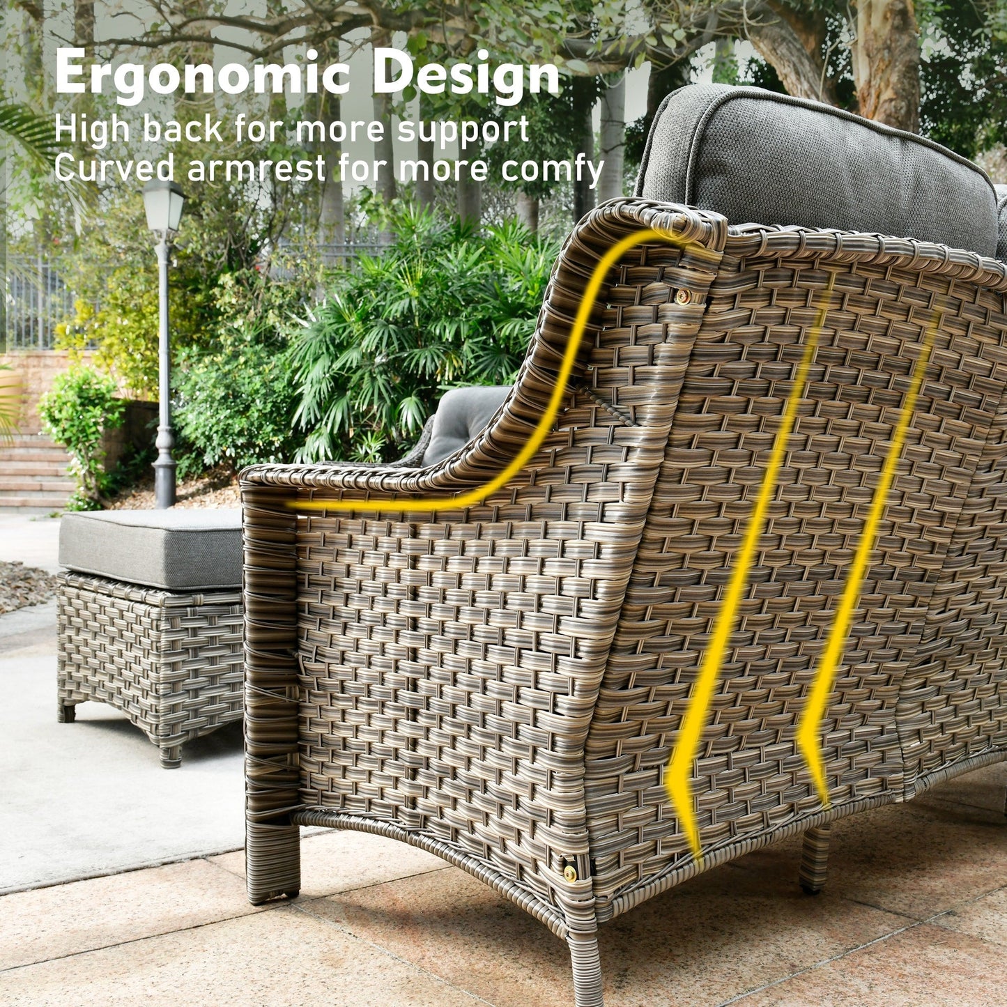 XIZZI 6-piece High-back Outdoor Seating Furniture Set with Swivel Chair