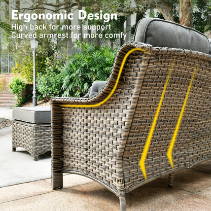 XIZZI 6-piece High-back Outdoor Seating Furniture Set with Swivel Chair