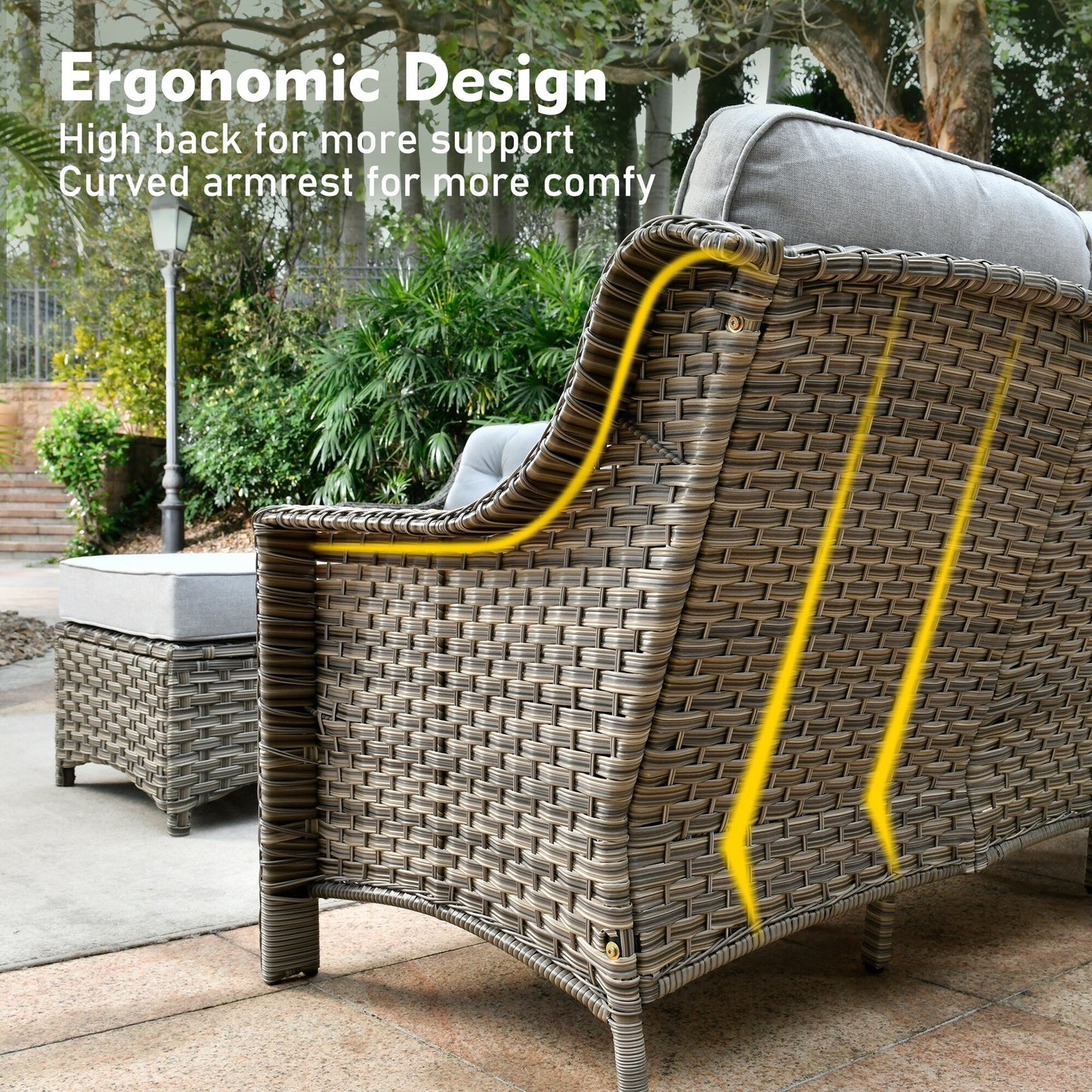 XIZZI 6-piece High-back Outdoor Seating Furniture Set with Swivel Chair