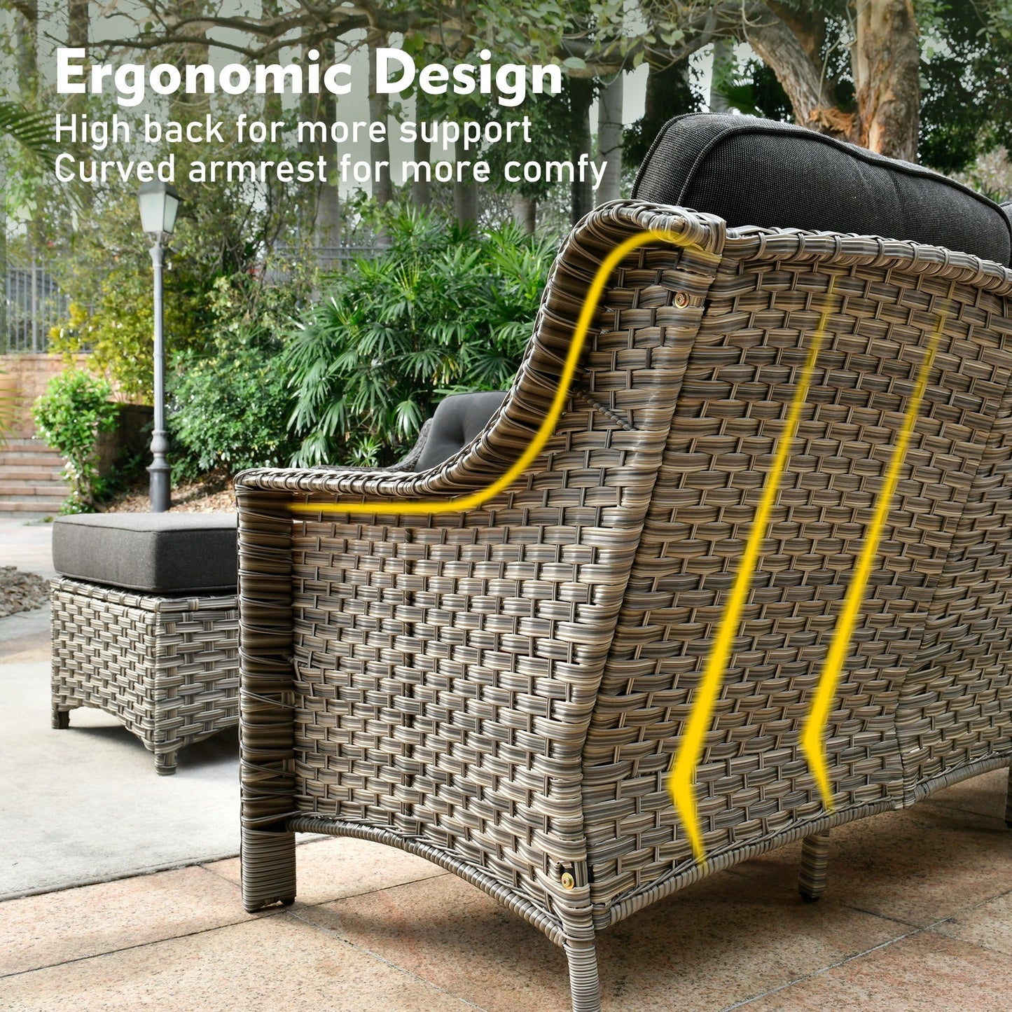XIZZI 6-piece High-back Outdoor Seating Furniture Set with Swivel Chair
