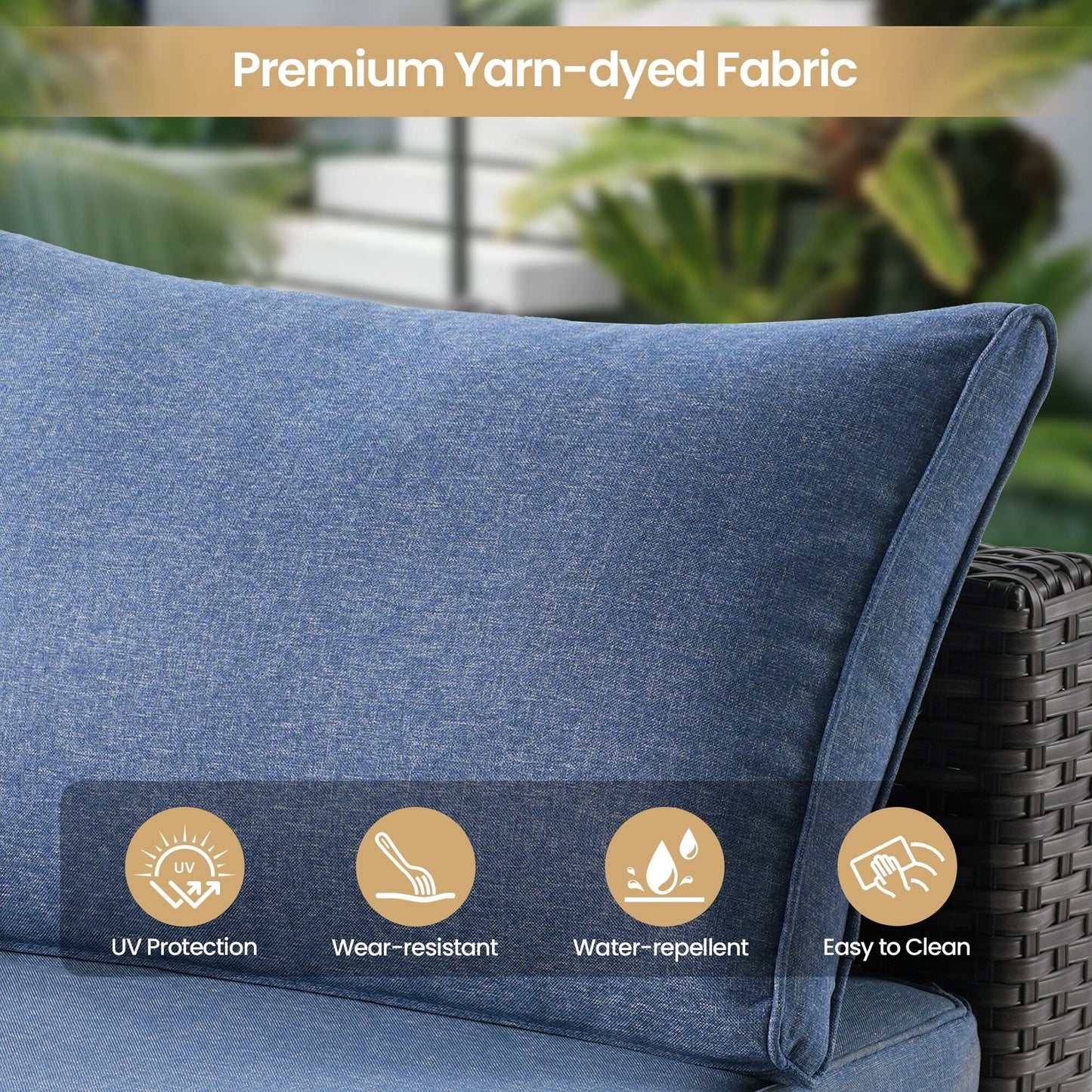 XIZZI 6-piece Patio Furniture Set Outdoor Sectional Rattan Sofa with Firepit