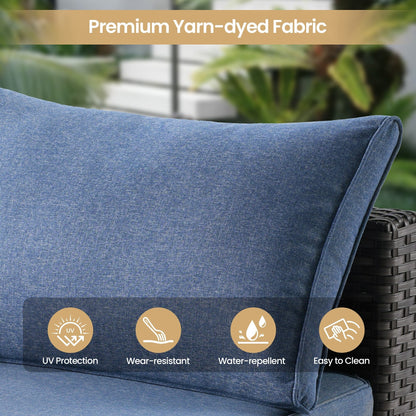 XIZZI 6-piece Patio Furniture Set Outdoor Sectional Rattan Sofa with Firepit