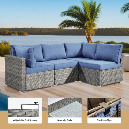 XIZZI 6-piece Patio Furniture Set Outdoor Sectional Rattan Sofa with Firepit