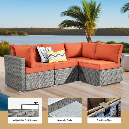 XIZZI 6-piece Patio Furniture Set Outdoor Sectional Rattan Sofa with Firepit