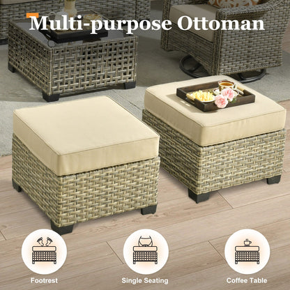 XIZZI 7 Pieces Patio Furniture Wide Armrest Conversation Sofa Set with Ottomans