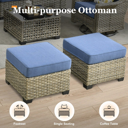XIZZI 7 Pieces Patio Furniture Wide Armrest Conversation Sofa Set with Ottomans