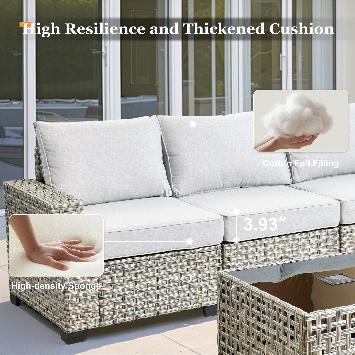 XIZZI 7 Pieces Patio Furniture Wide Armrest Conversation Sofa Set with Ottomans
