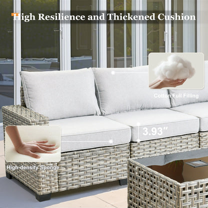 XIZZI 7 Pieces Patio Furniture Wide Armrest Conversation Sofa Set with Ottomans
