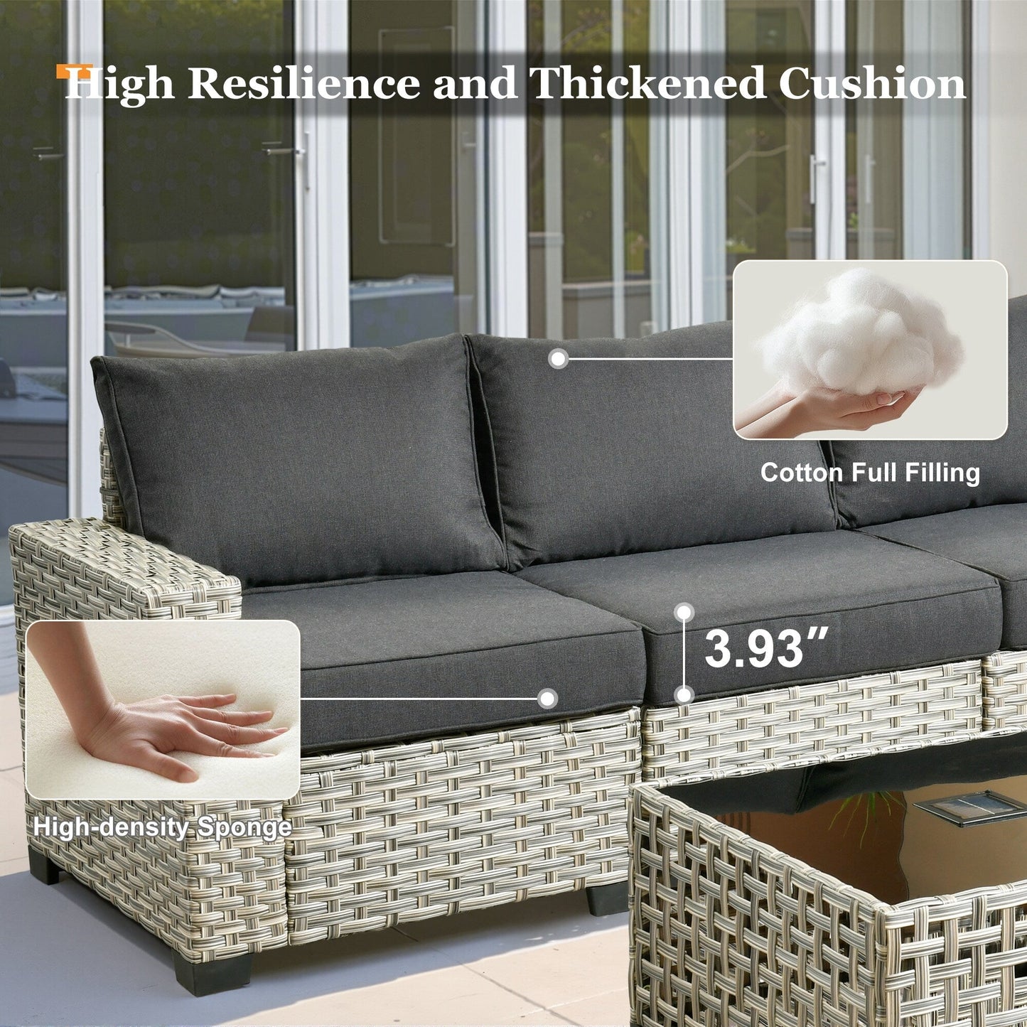 XIZZI 7 Pieces Patio Furniture Wide Armrest Conversation Sofa Set with Ottomans