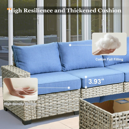 XIZZI 7 Pieces Patio Furniture Wide Armrest Conversation Sofa Set with Ottomans