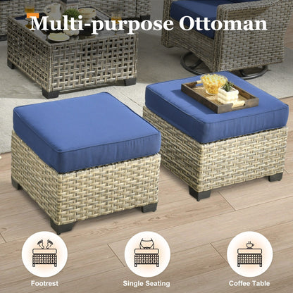 XIZZI 7 Pieces Patio Furniture Wide Armrest Conversation Sofa Set with Ottomans
