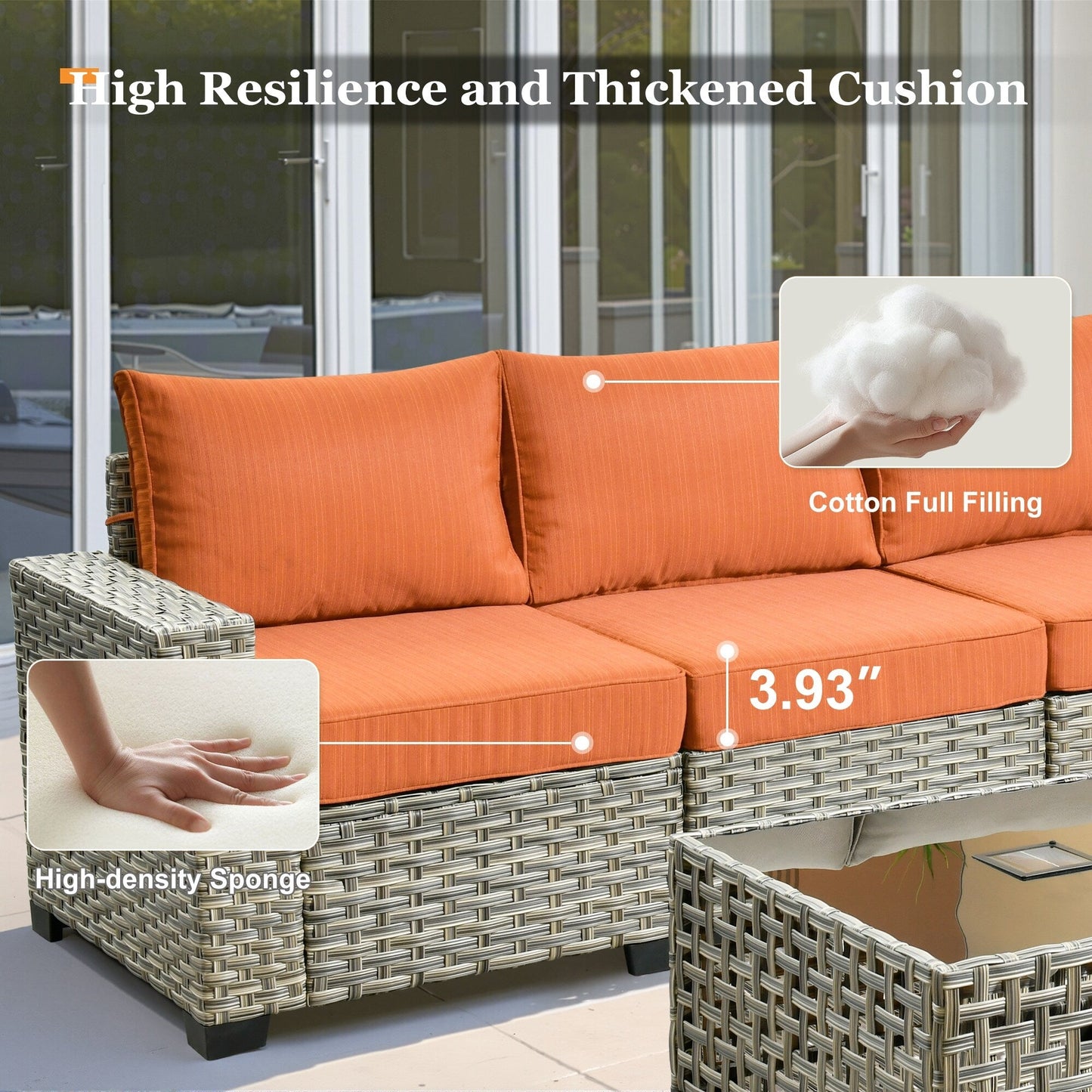 XIZZI 7 Pieces Patio Furniture Wide Armrest Conversation Sofa Set with Ottomans