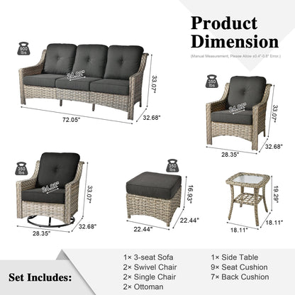 XIZZI 8-piece Patio Furniture Set Wicker Outdoor Seating Swivel Chairs