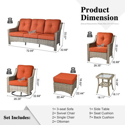 XIZZI 8-piece Patio Furniture Set Wicker Outdoor Seating Swivel Chairs