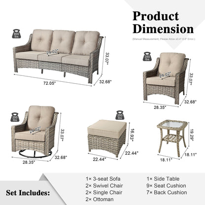XIZZI 8-piece Patio Furniture Set Wicker Outdoor Seating Swivel Chairs