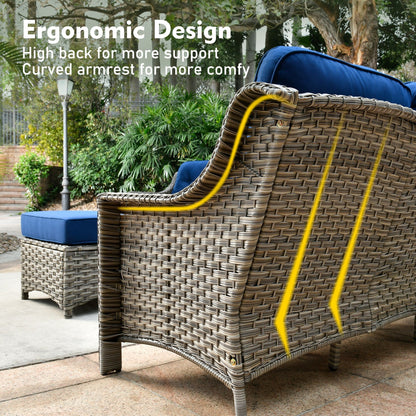 XIZZI 8-piece Patio Furniture Set Wicker Outdoor Seating Swivel Chairs
