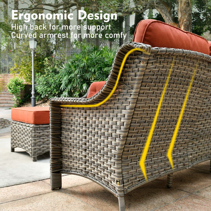 XIZZI 8-piece Patio Furniture Set Wicker Outdoor Seating Swivel Chairs