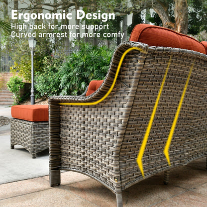 XIZZI 8-piece Patio Furniture Set Wicker Outdoor Seating Swivel Chairs
