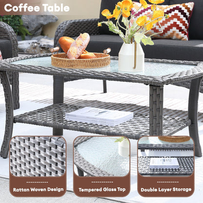 XIZZI 4-piece Outdoor Patio Furniture Conversation Set with Table