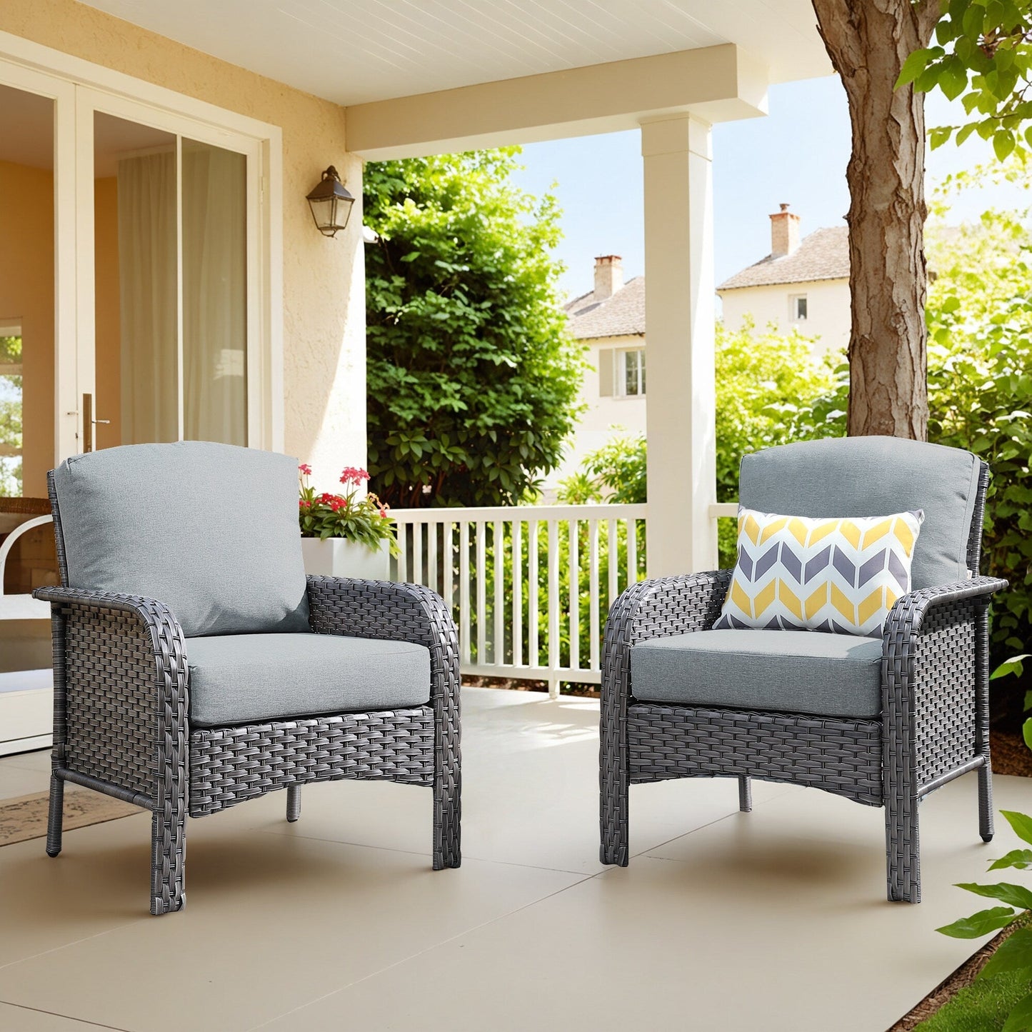XIZZI Outdoor Patio Furniture Wicker Chair Set (Set of 2)