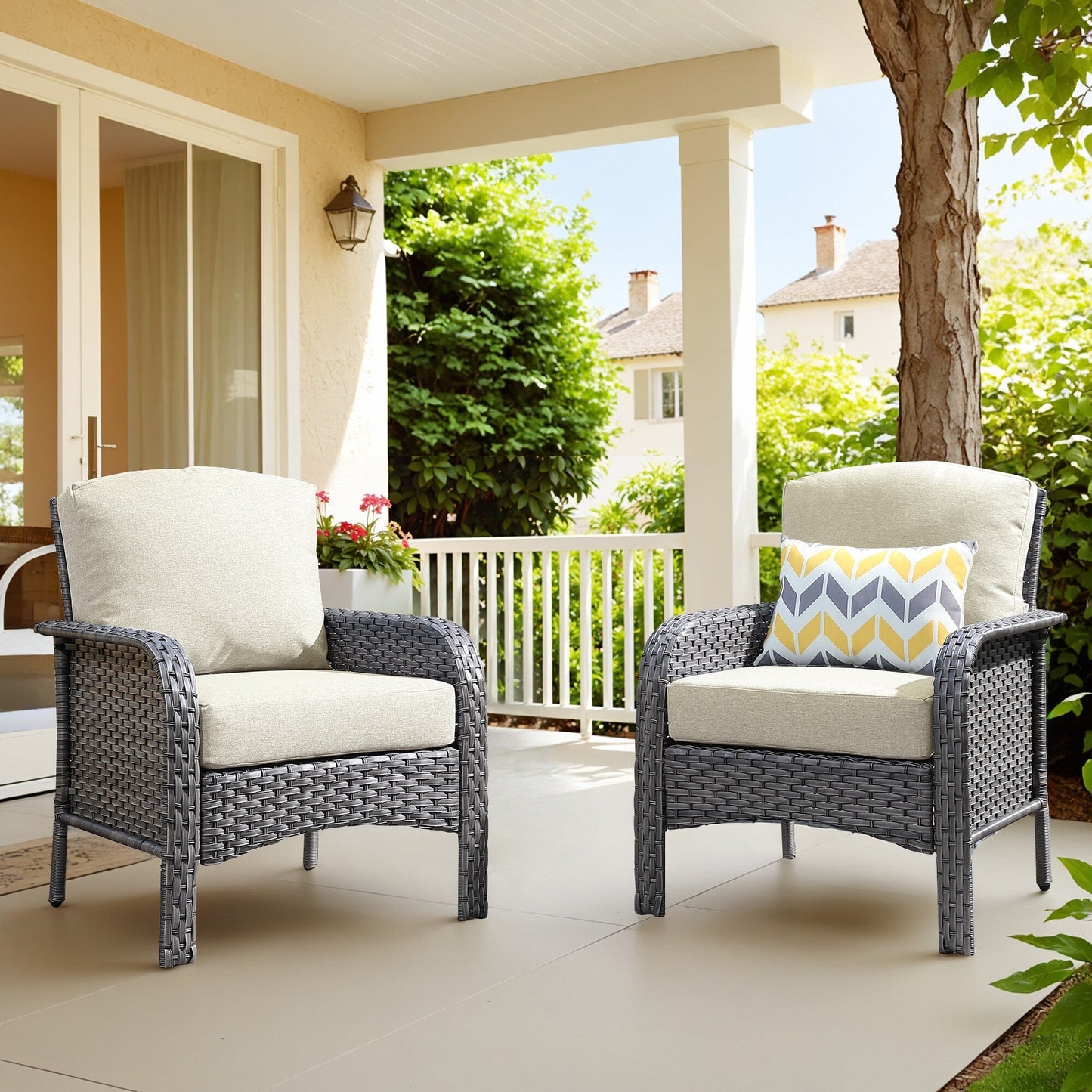 XIZZI Outdoor Patio Furniture Wicker Chair Set (Set of 2)