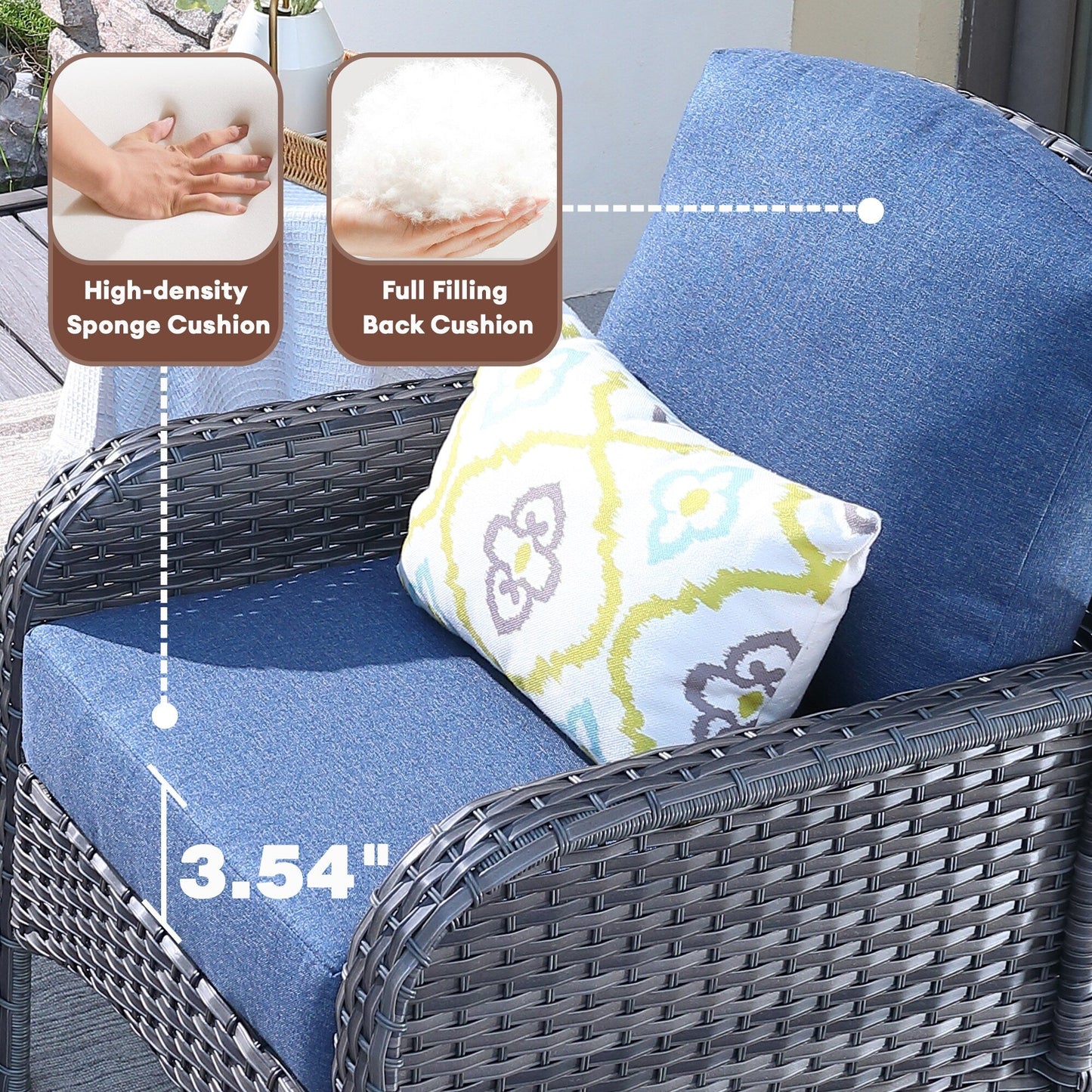 XIZZI Outdoor Patio Furniture Wicker Chair Set (Set of 2)