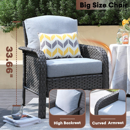 XIZZI Outdoor Patio Furniture Wicker Chair Set (Set of 2)