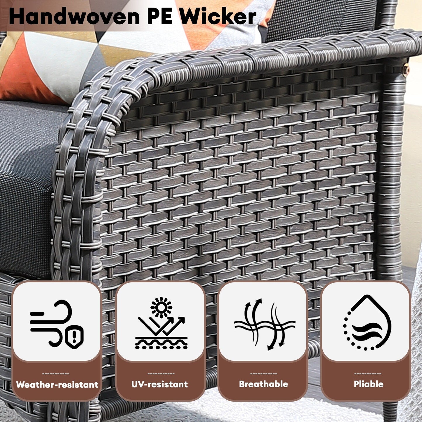 XIZZI Outdoor Patio Furniture Wicker Chair Set (Set of 2)