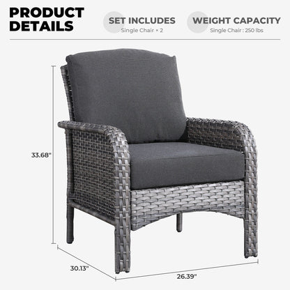 XIZZI Outdoor Patio Furniture Wicker Chair Set (Set of 2)