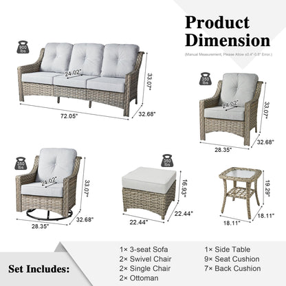 XIZZI 8-piece Patio Furniture Set Wicker Outdoor Seating Swivel Chairs