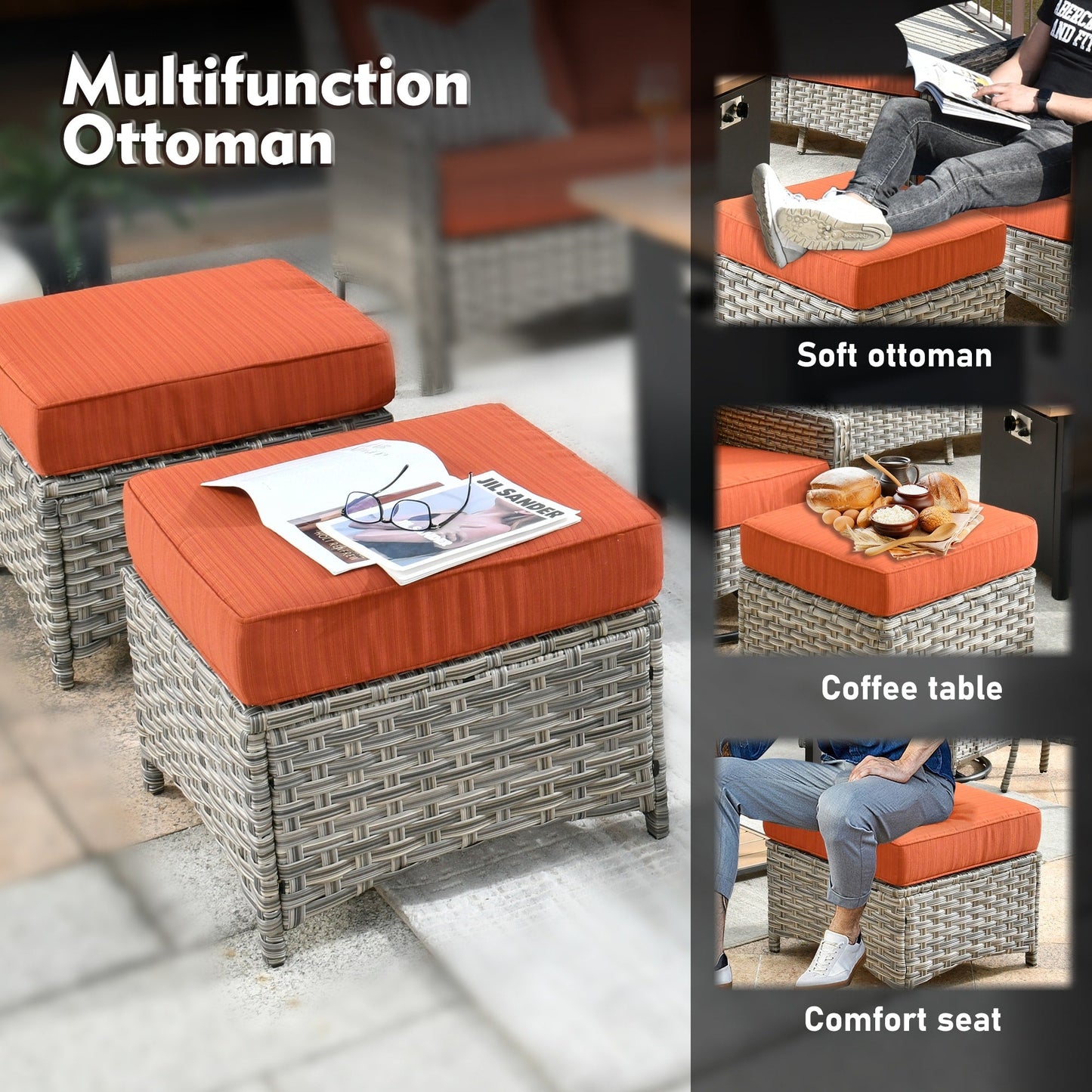 XIZZI 8-piece Patio Furniture Set Wicker Outdoor Seating Swivel Chairs
