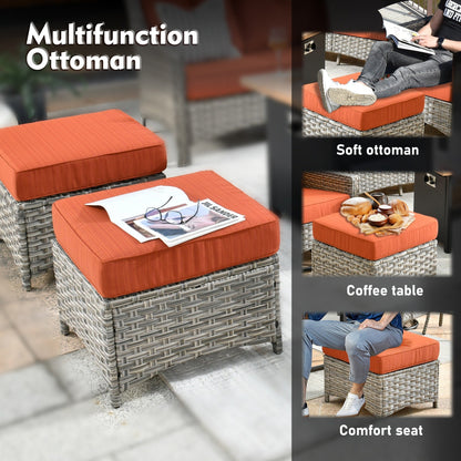 XIZZI 8-piece Patio Furniture Set Wicker Outdoor Seating Swivel Chairs