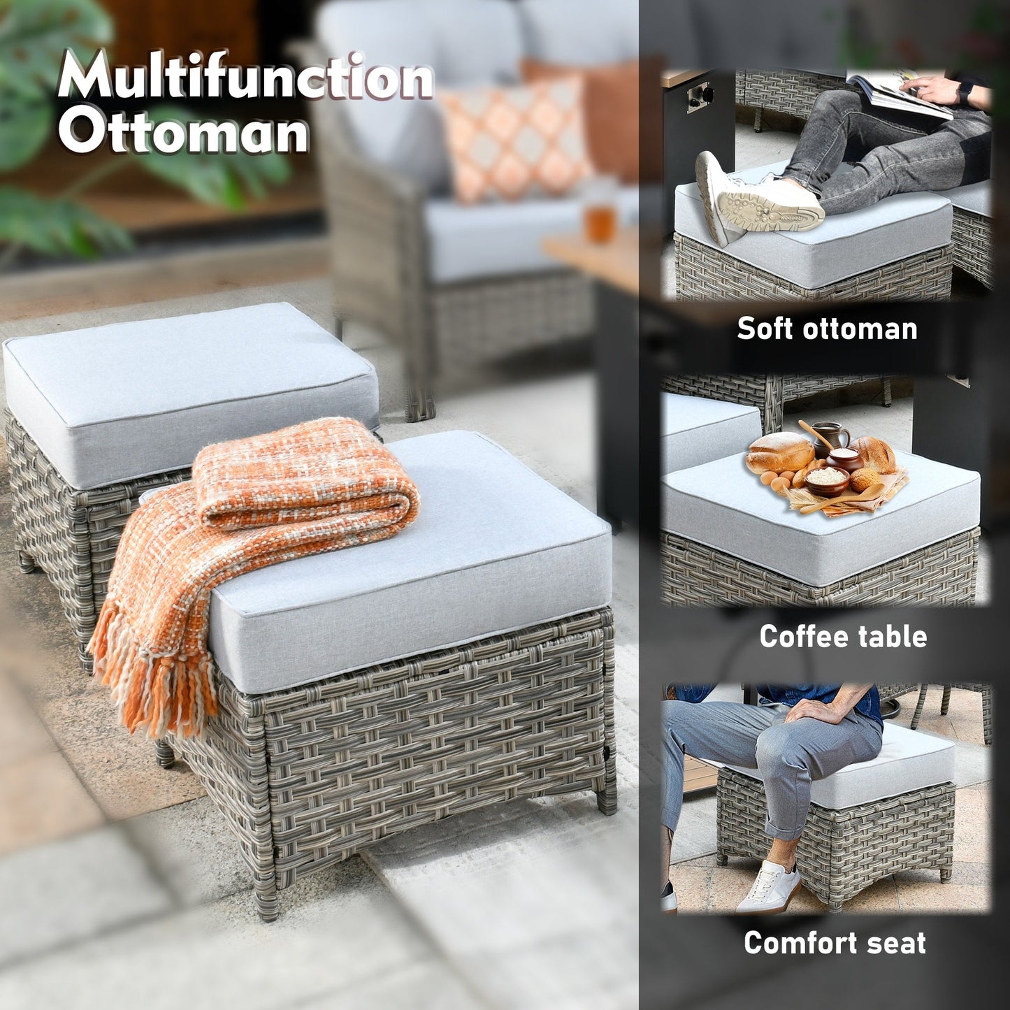 XIZZI 8-piece Patio Furniture Set Wicker Outdoor Seating Swivel Chairs