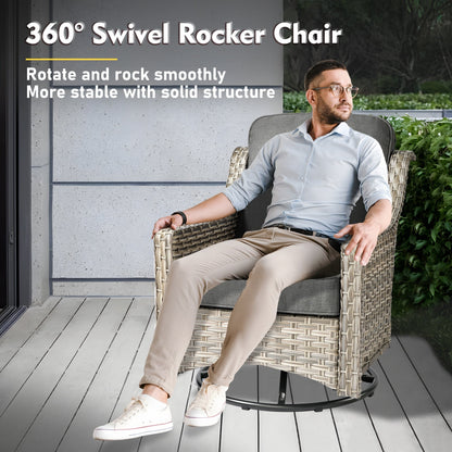 XIZZI 8-piece Patio Furniture Set Wicker Outdoor Seating Swivel Chairs