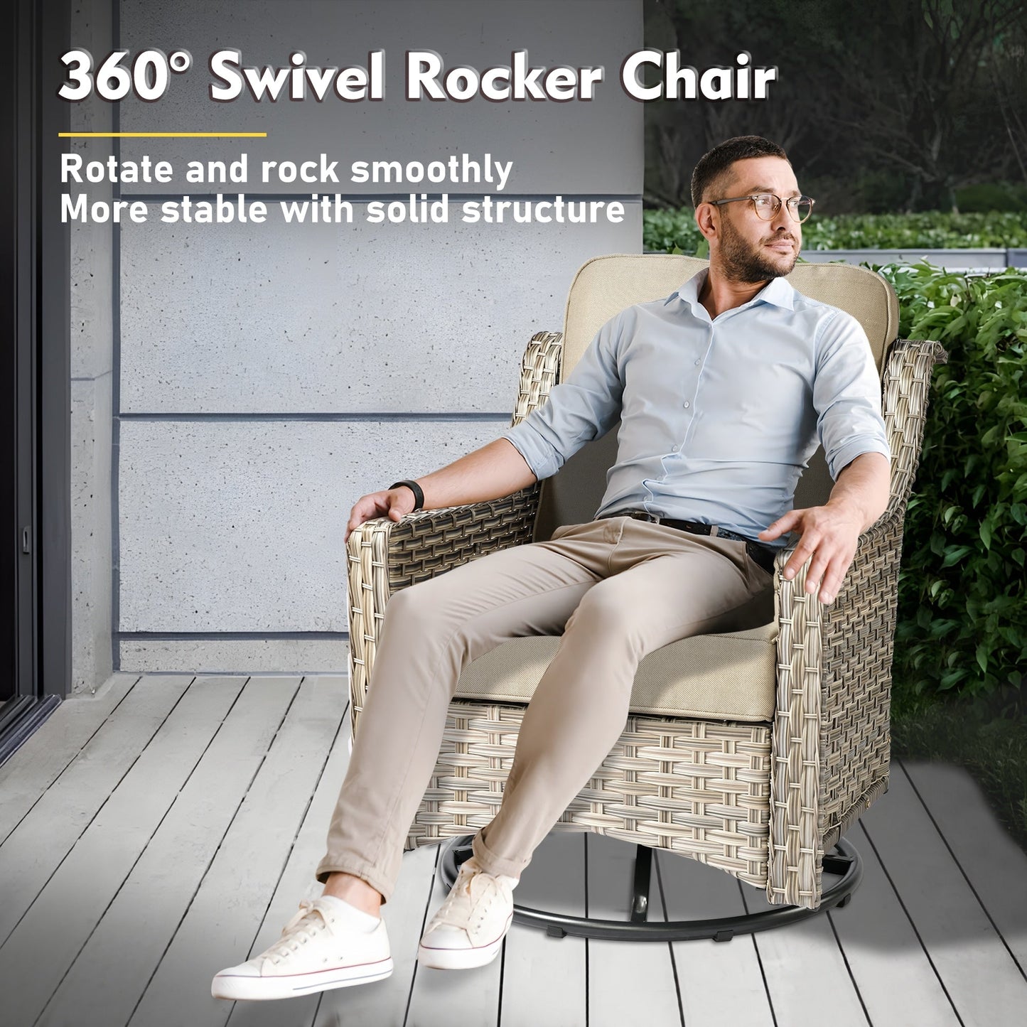 XIZZI 8-piece Patio Furniture Set Wicker Outdoor Seating Swivel Chairs