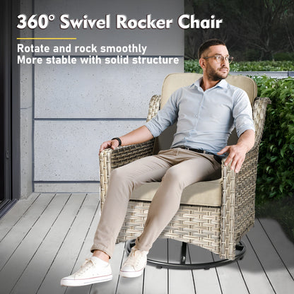 XIZZI 8-piece Patio Furniture Set Wicker Outdoor Seating Swivel Chairs