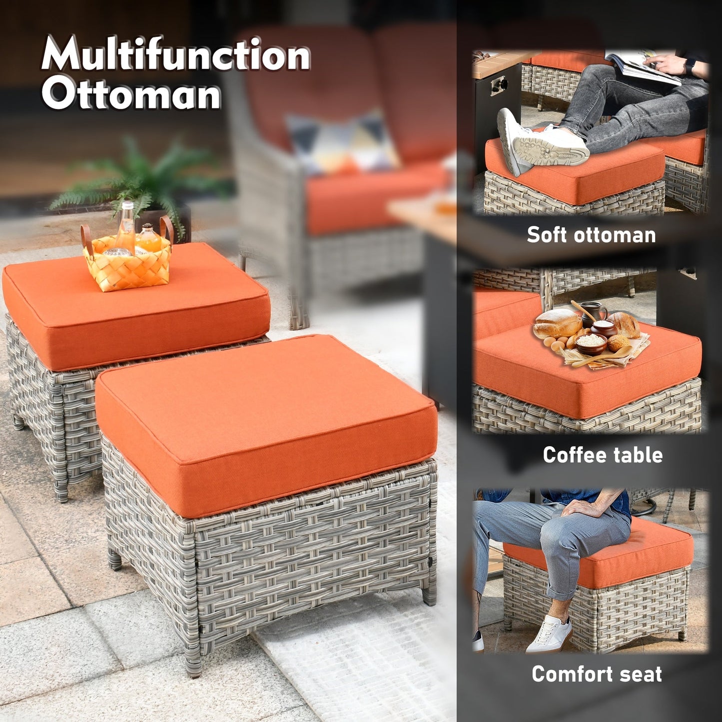 XIZZI 8-piece Patio Furniture Set Wicker Outdoor Seating Swivel Chairs