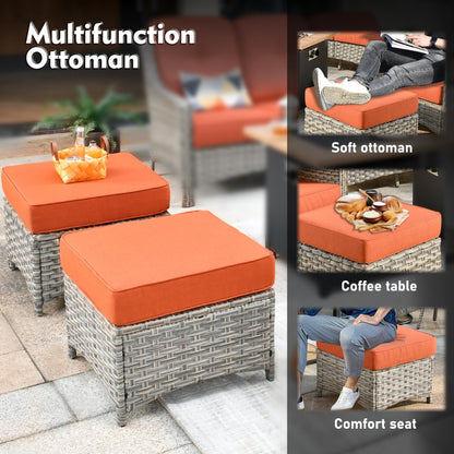 XIZZI 8-piece Patio Furniture Set Wicker Outdoor Seating Swivel Chairs