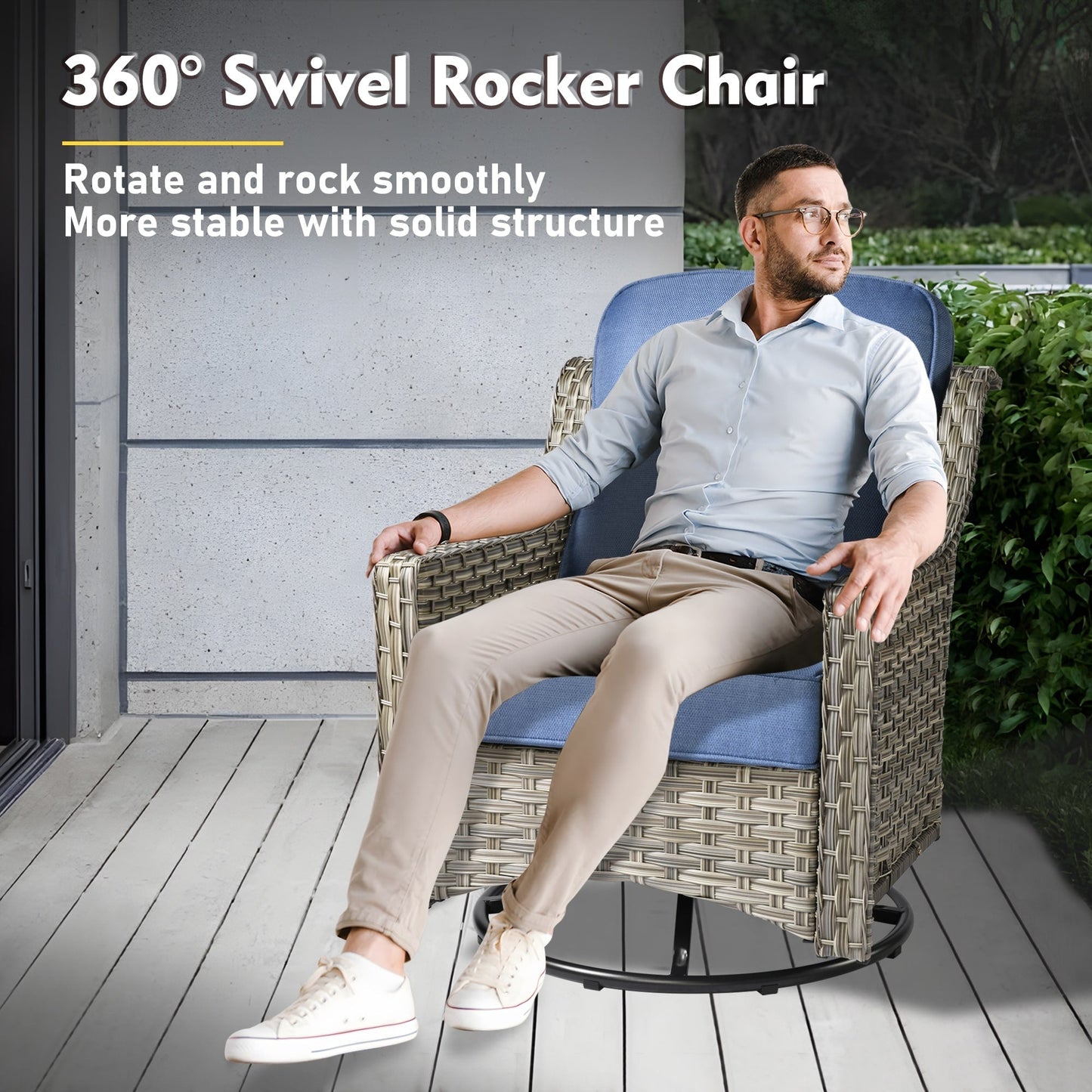 XIZZI 8-piece Patio Furniture Set Wicker Outdoor Seating Swivel Chairs