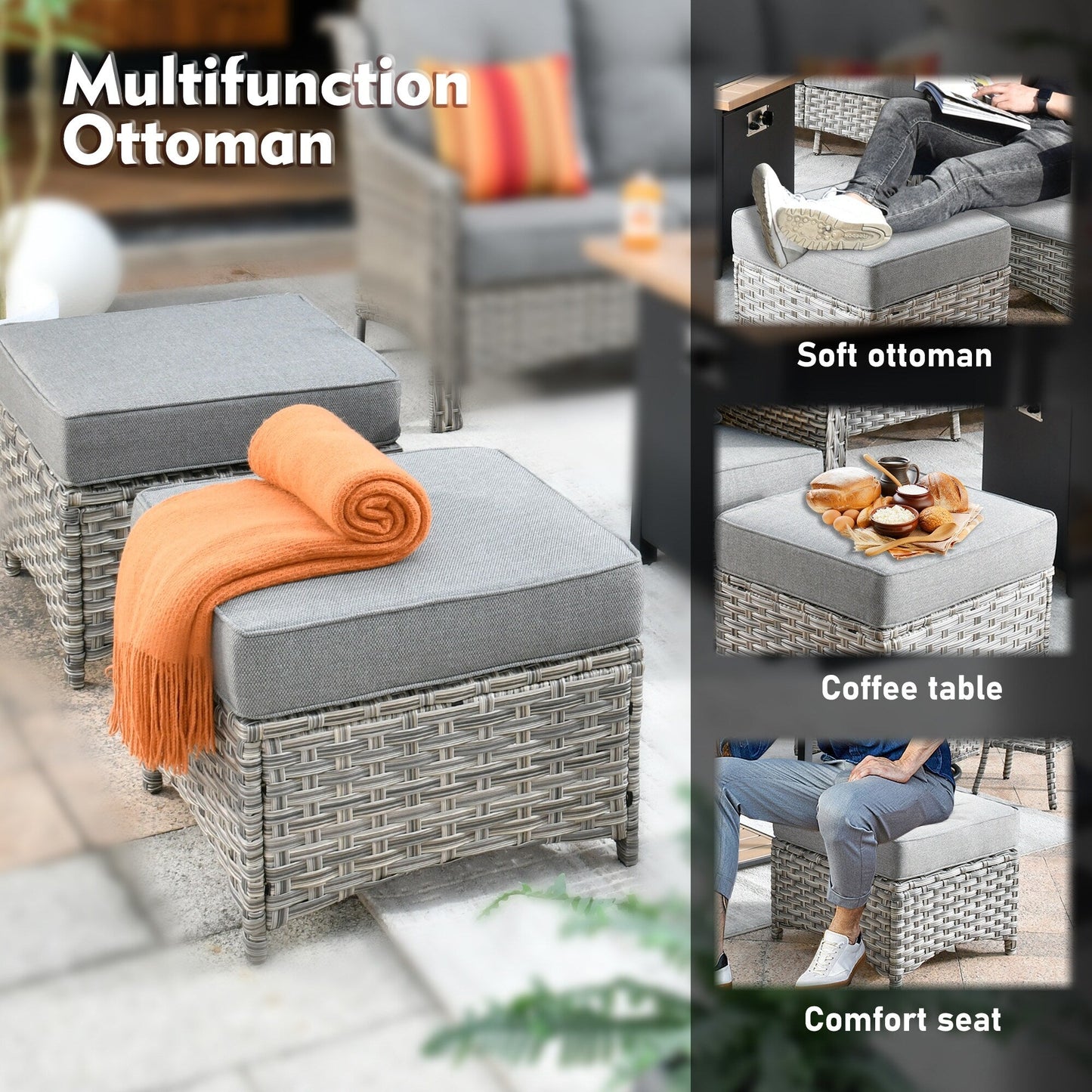 XIZZI 8-piece Patio Furniture Set Wicker Outdoor Seating Swivel Chairs