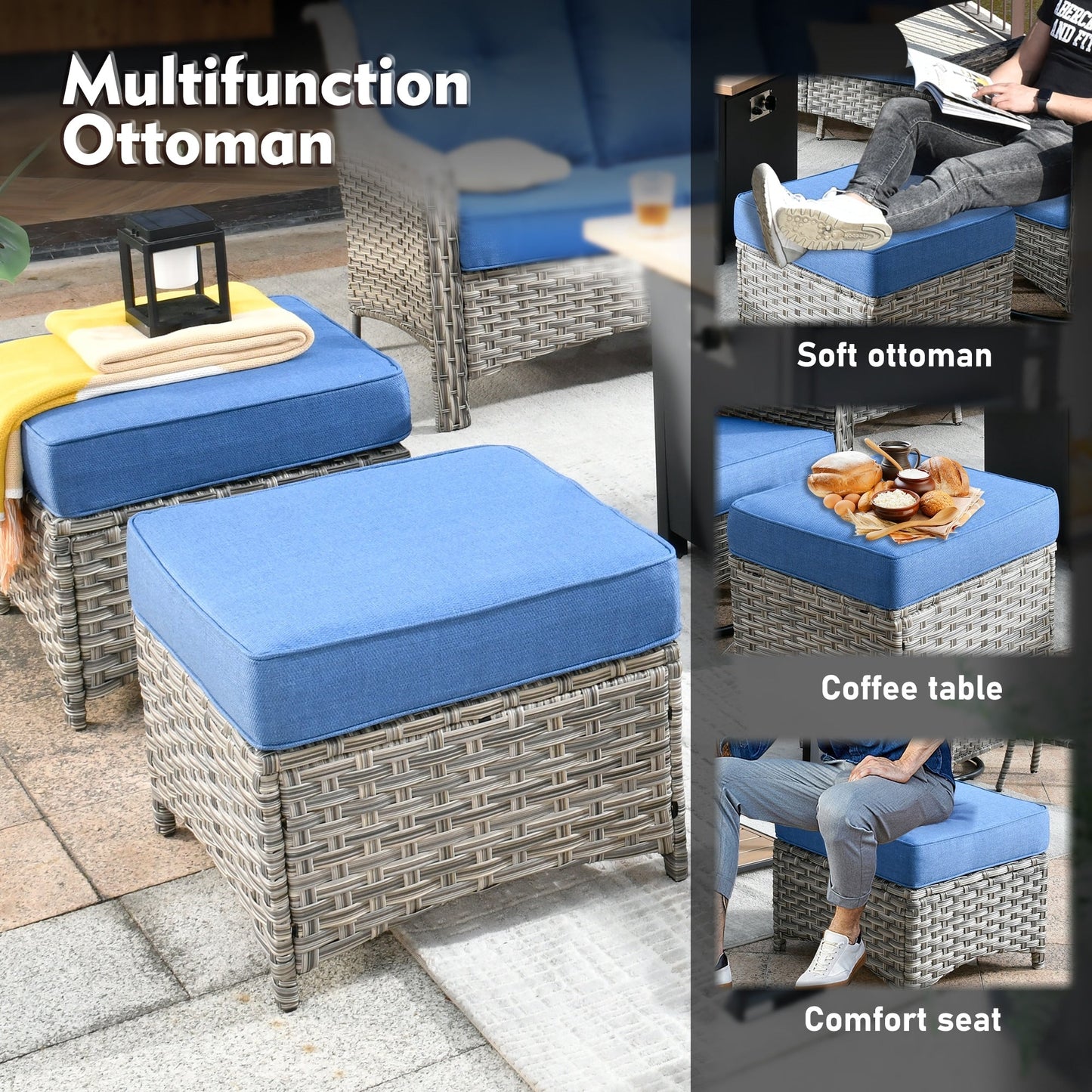 XIZZI 8-piece Patio Furniture Set Wicker Outdoor Seating Swivel Chairs