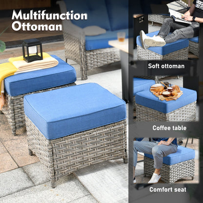 XIZZI 8-piece Patio Furniture Set Wicker Outdoor Seating Swivel Chairs