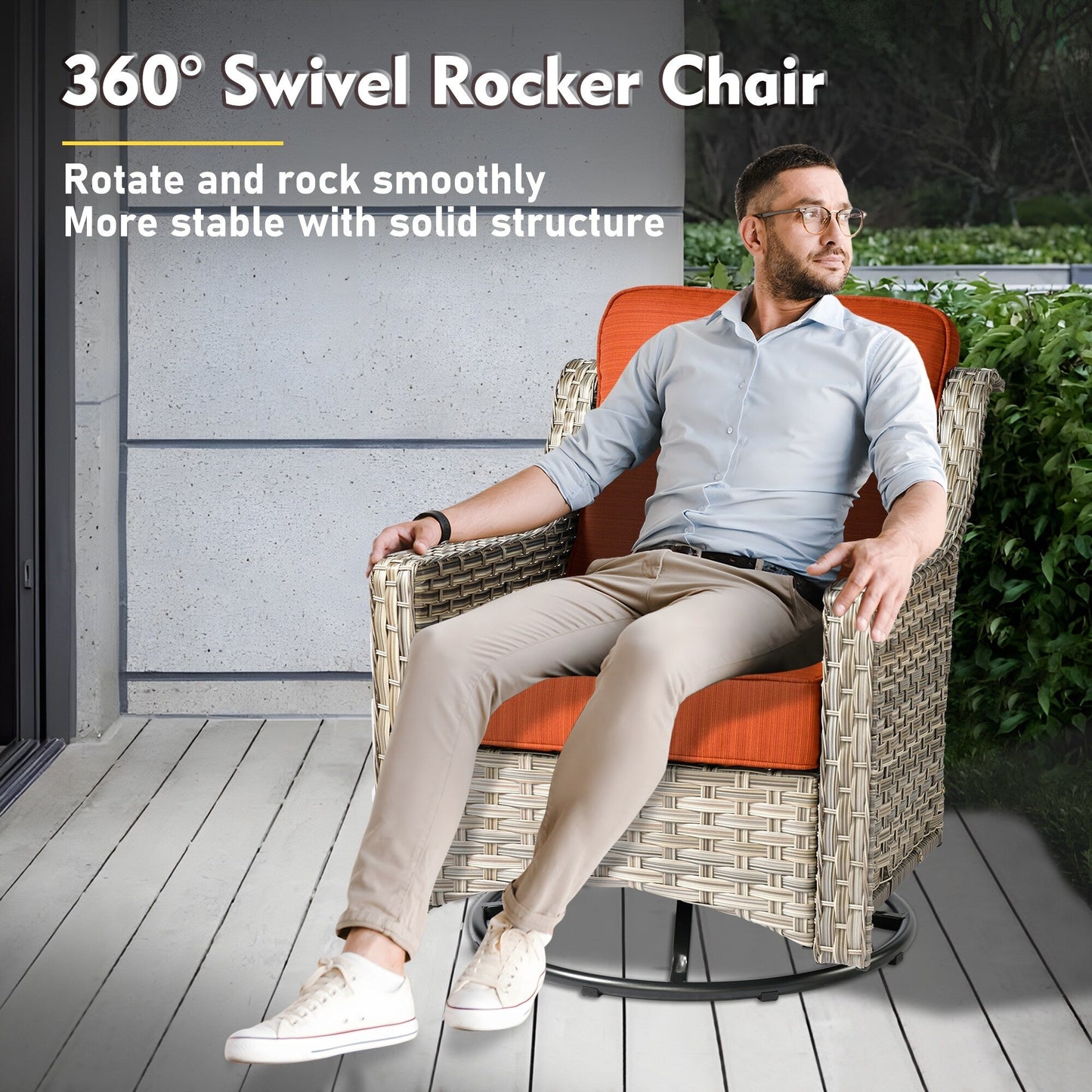 XIZZI 8-piece Patio Furniture Set Wicker Outdoor Seating Swivel Chairs