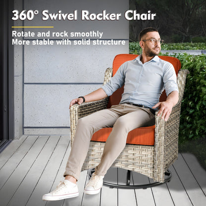 XIZZI 8-piece Patio Furniture Set Wicker Outdoor Seating Swivel Chairs