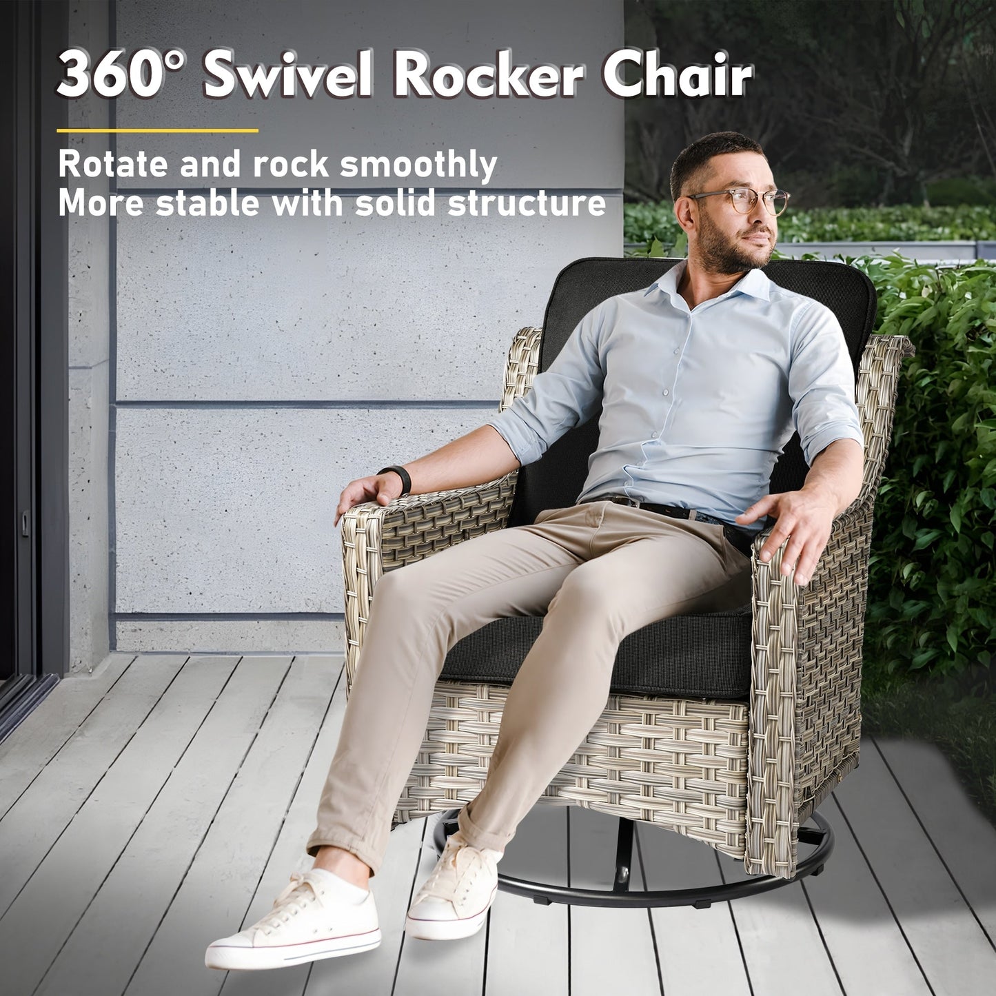 XIZZI 8-piece Patio Furniture Set Wicker Outdoor Seating Swivel Chairs