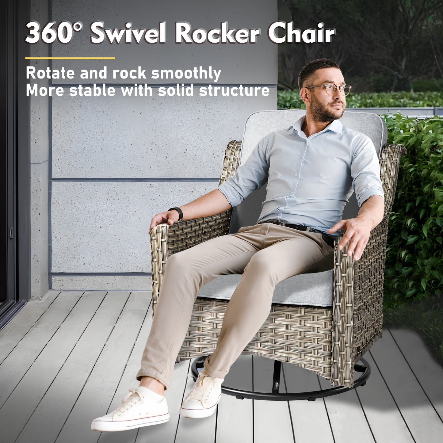 XIZZI 8-piece Patio Furniture Set Wicker Outdoor Seating Swivel Chairs