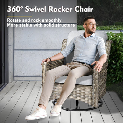 XIZZI 8-piece Patio Furniture Set Wicker Outdoor Seating Swivel Chairs