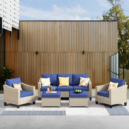 XIZZI 5-piece Outdoor Patio Furniture Rattan Wicker Conversation Sofa Set